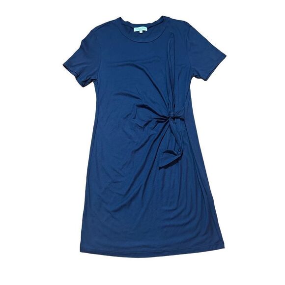Michael Stars Blue cotton modal blend Twist Waist Short Sleeve Bodycon Dress sz - Picture 3 of 7